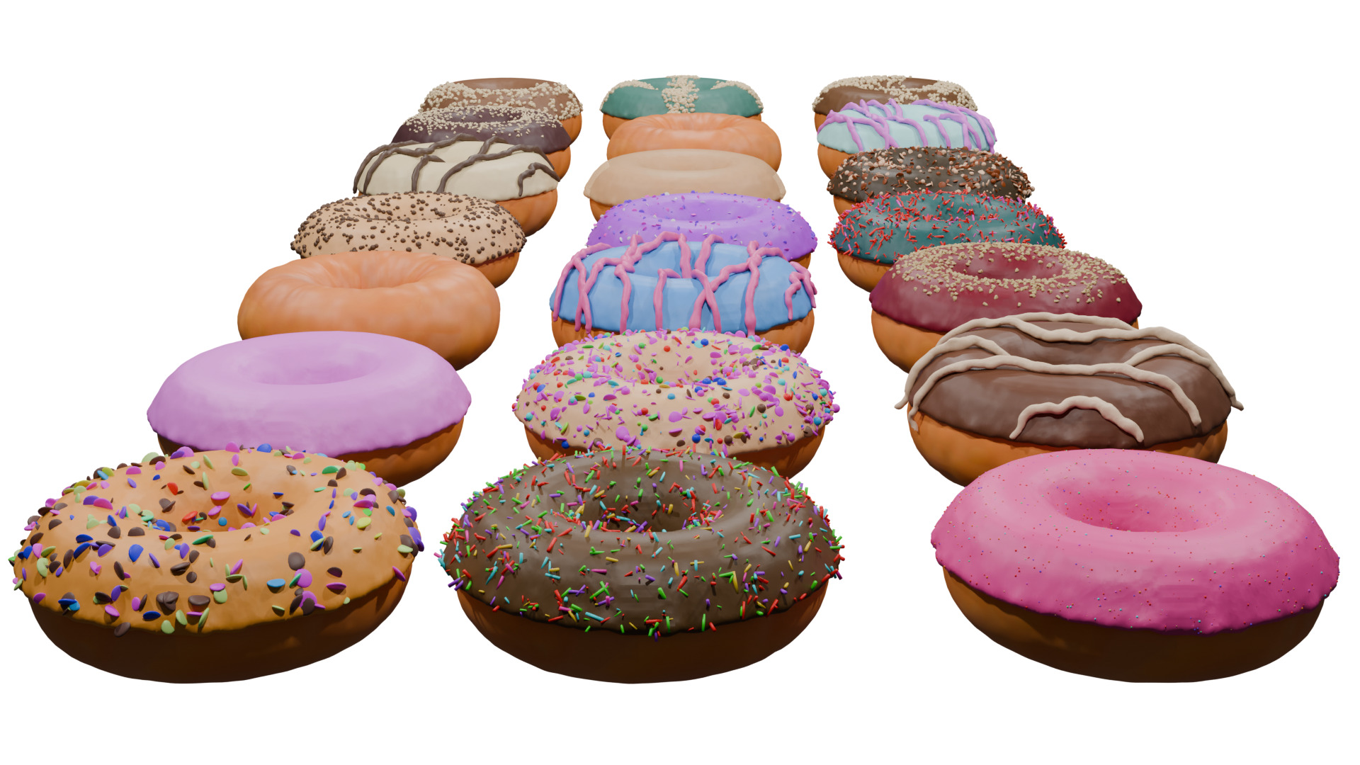 3D Donut Bundle 21 Tasty Variations 3D model_4