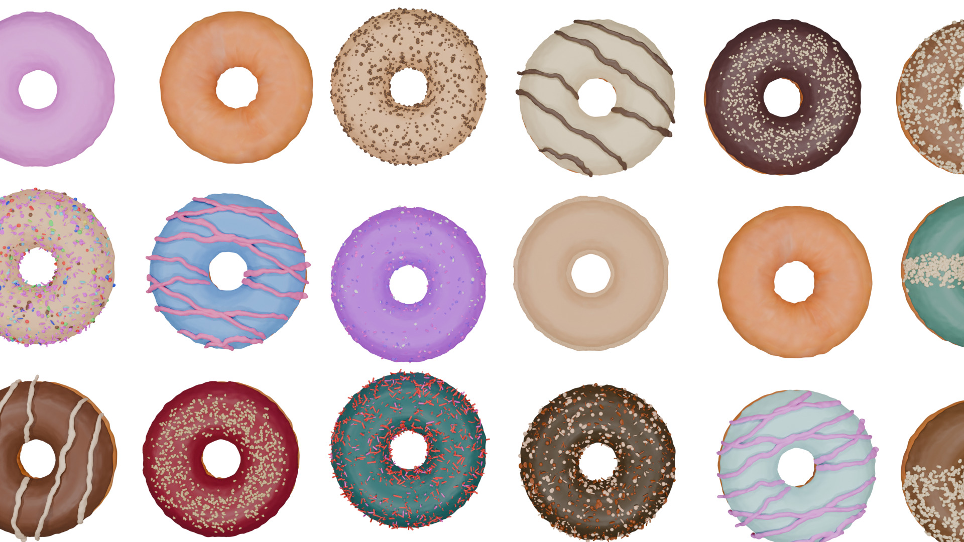 3D Donut Bundle 21 Tasty Variations 3D model_11