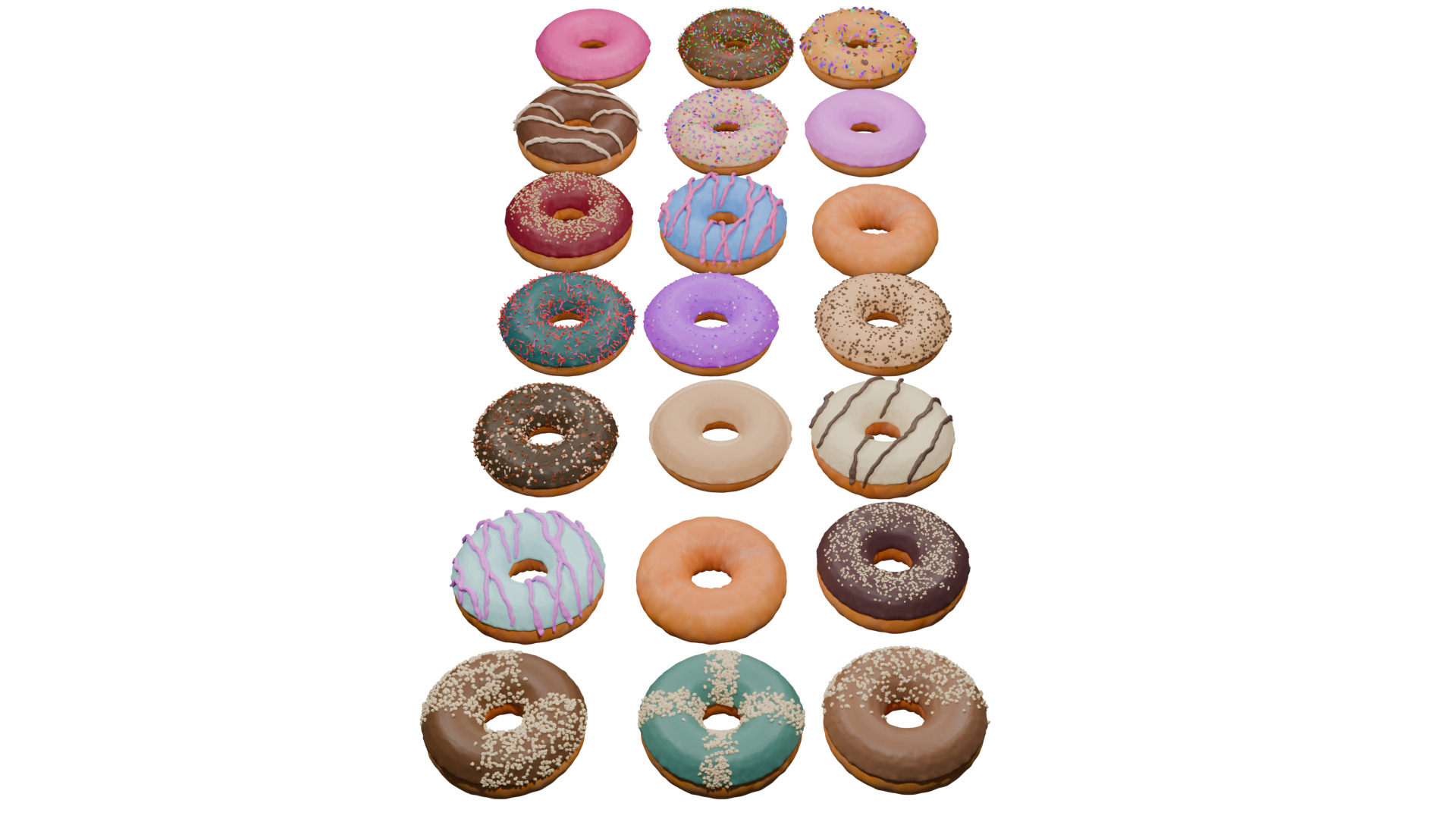 3D Donut Bundle 21 Tasty Variations 3D model_1