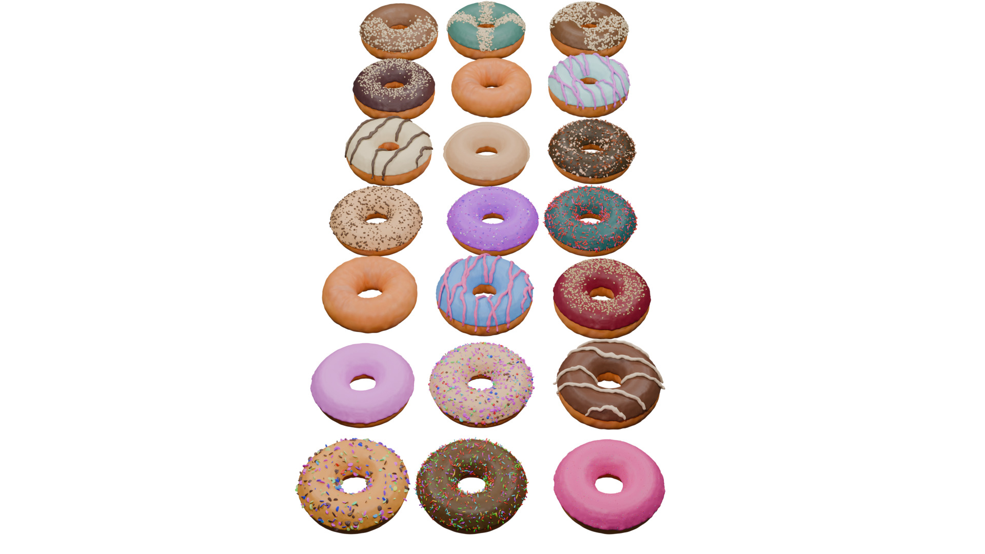3D Donut Bundle 21 Tasty Variations 3D model_3