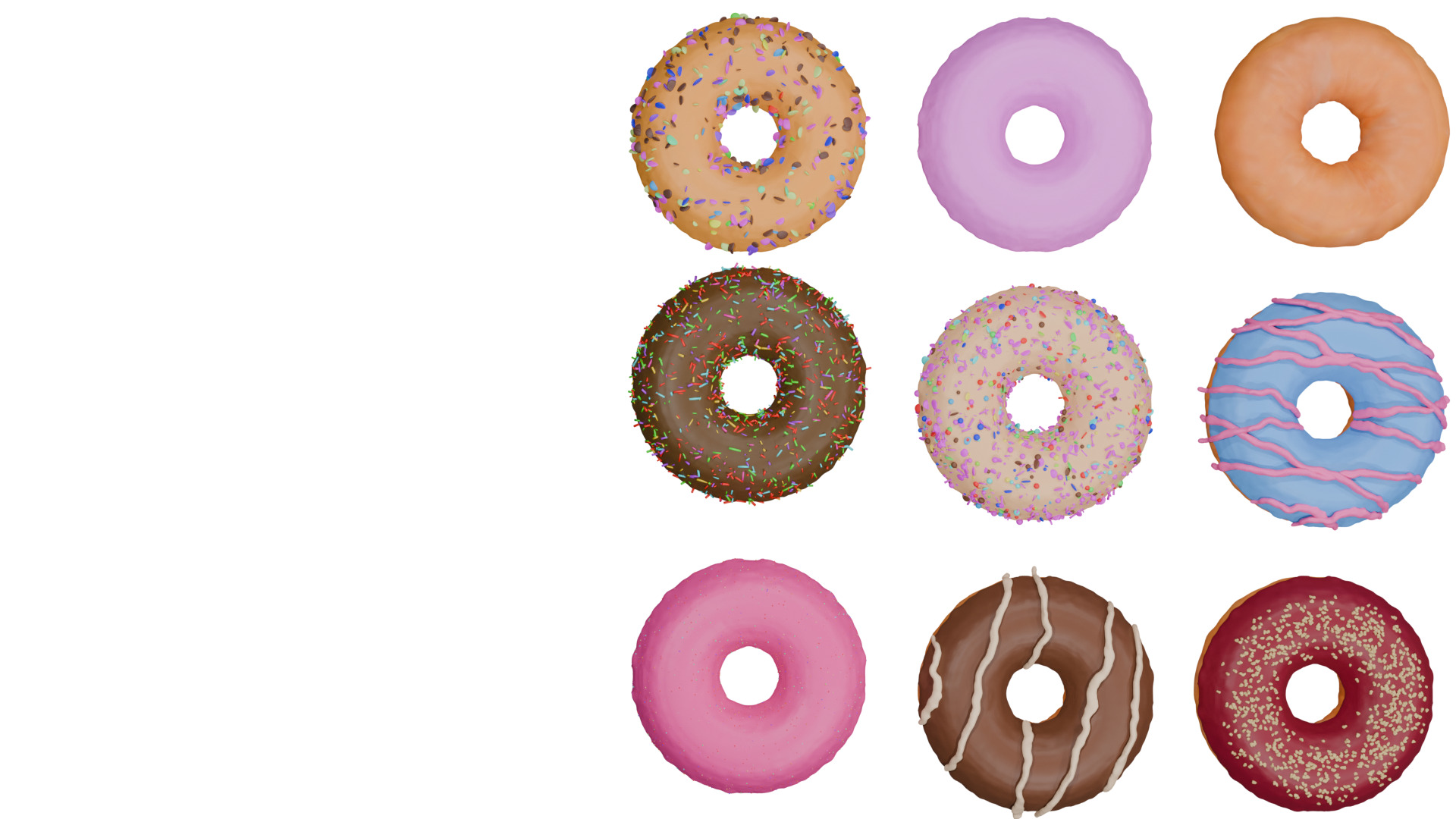 3D Donut Bundle 21 Tasty Variations 3D model_9