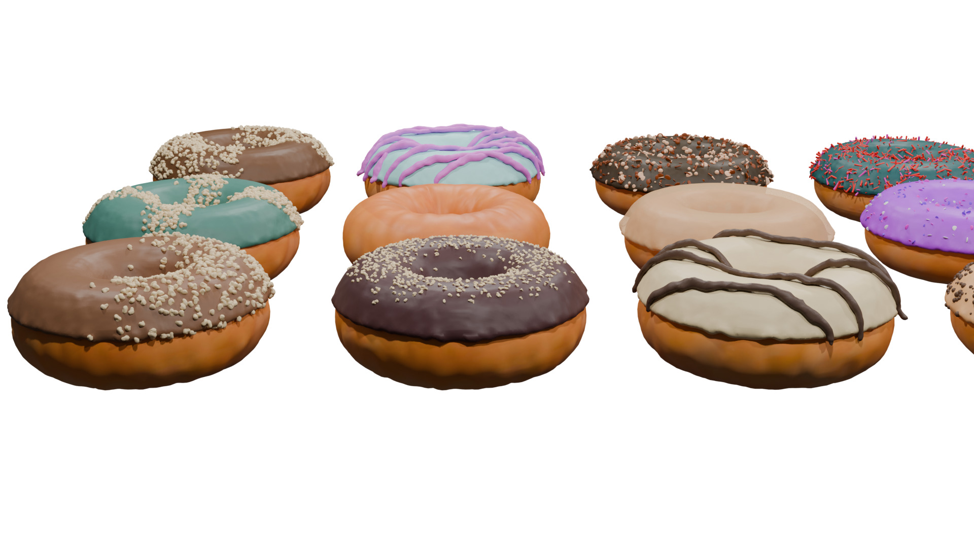 3D Donut Bundle 21 Tasty Variations 3D model_6