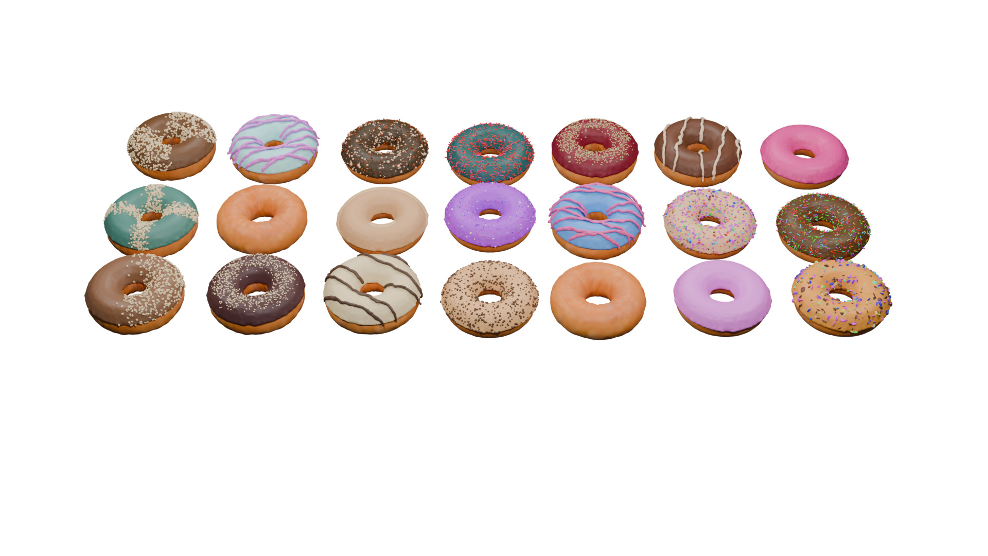 3D Donut Bundle 21 Tasty Variations 3D model_2
