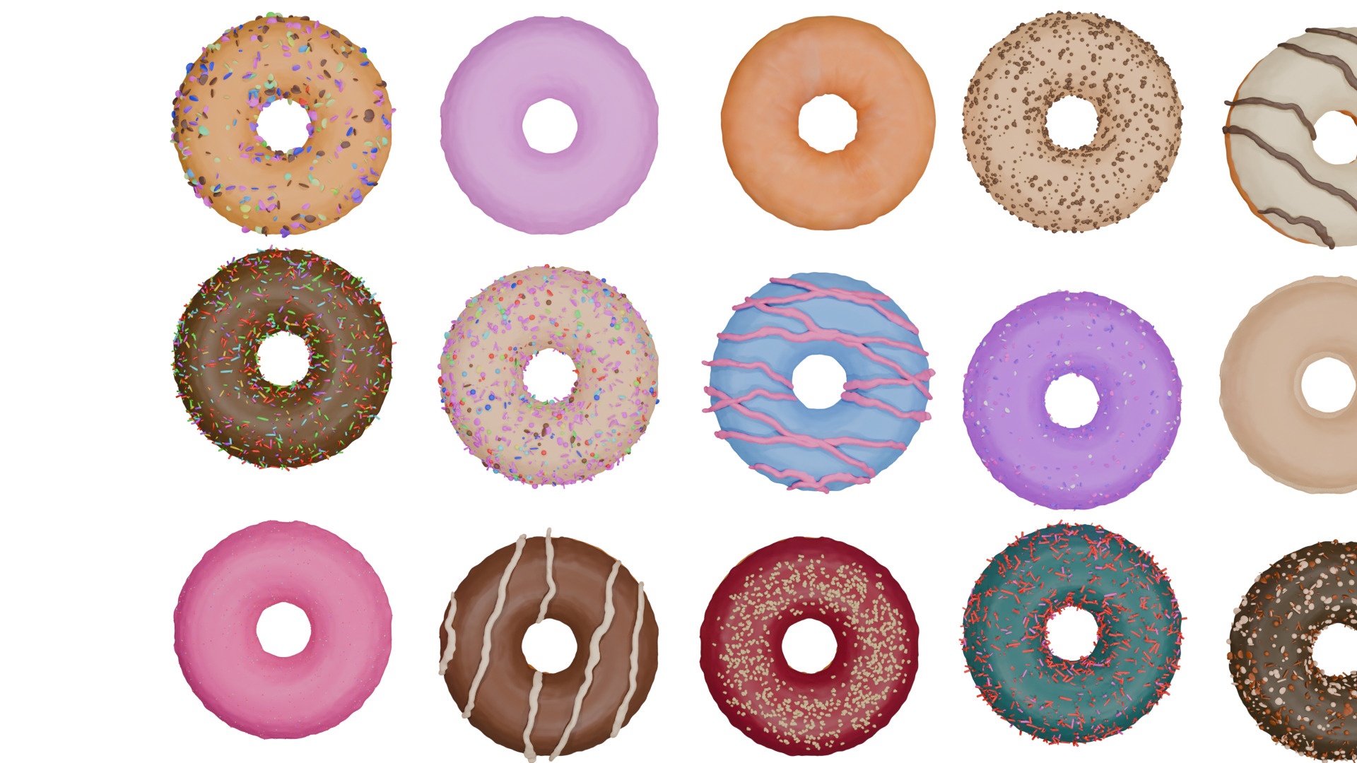 3D Donut Bundle 21 Tasty Variations 3D model_10