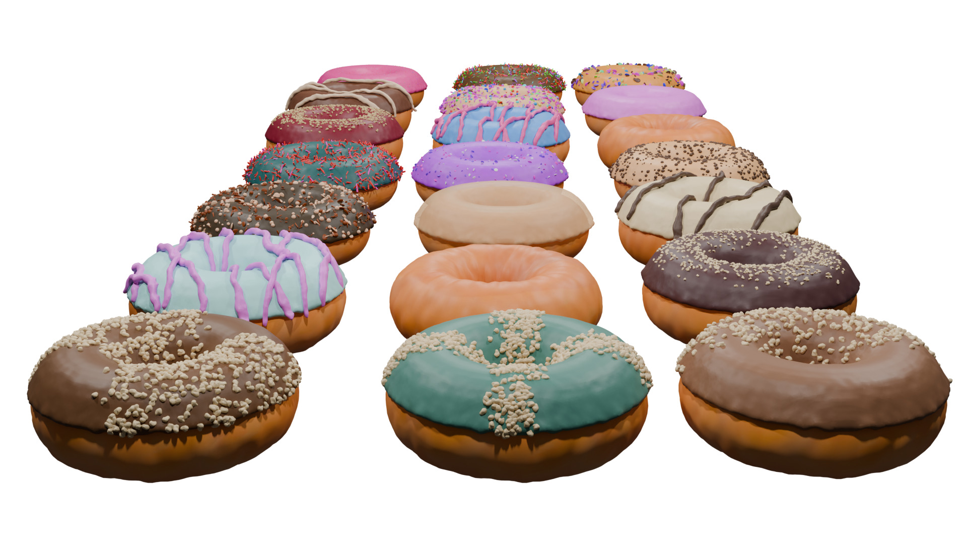 3D Donut Bundle 21 Tasty Variations 3D model_5