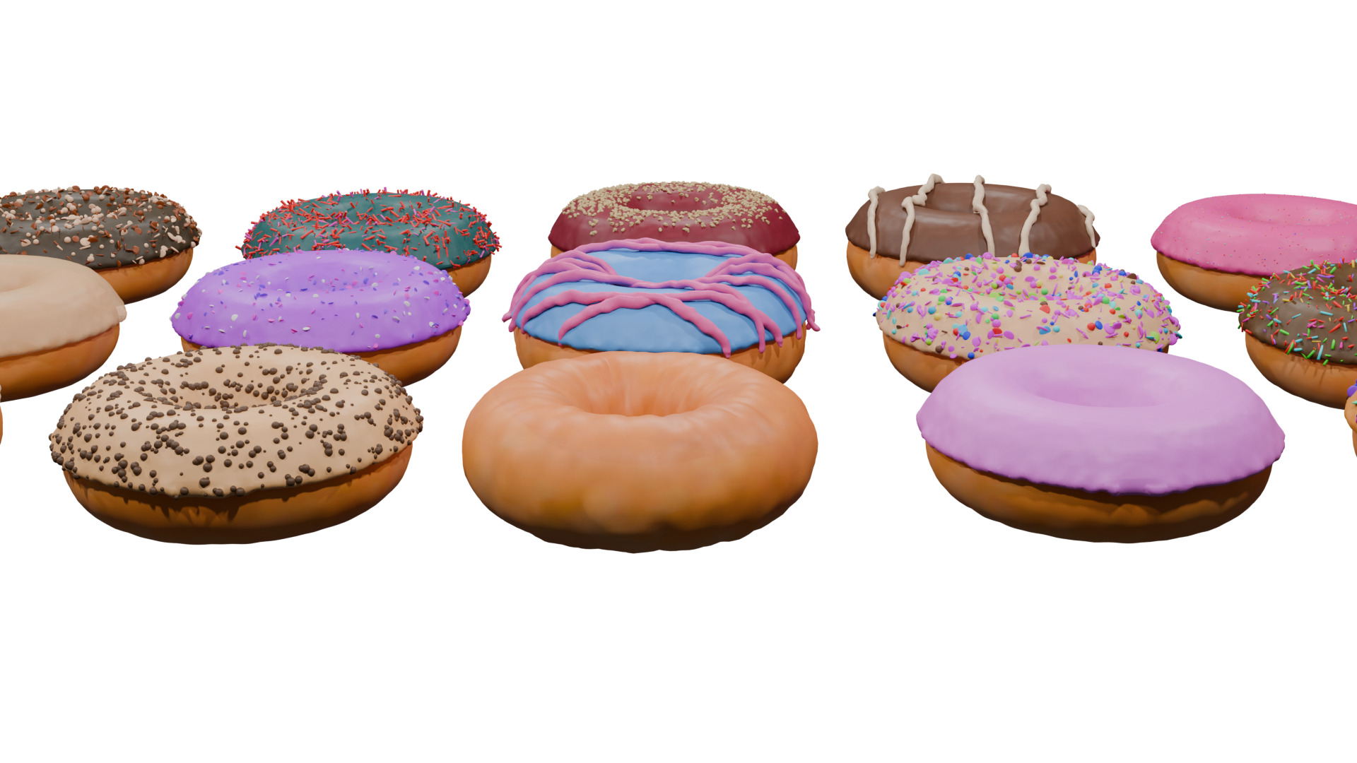 3D Donut Bundle 21 Tasty Variations 3D model_7