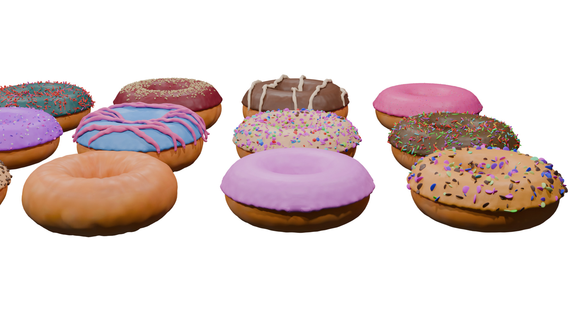 3D Donut Bundle 21 Tasty Variations 3D model_8