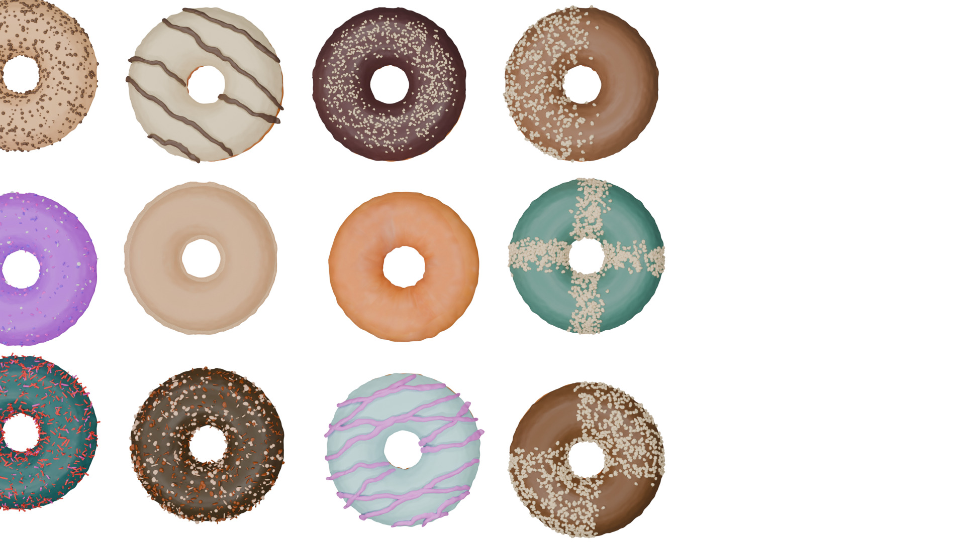 3D Donut Bundle 21 Tasty Variations 3D model_12