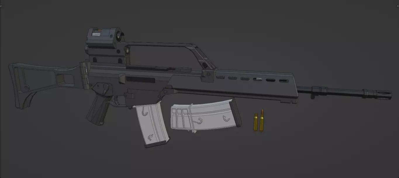 low-poly HK G36 Free 3D model_0