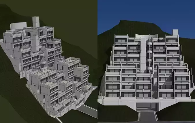 Tadao Ando - Rokko Housing I 3D model