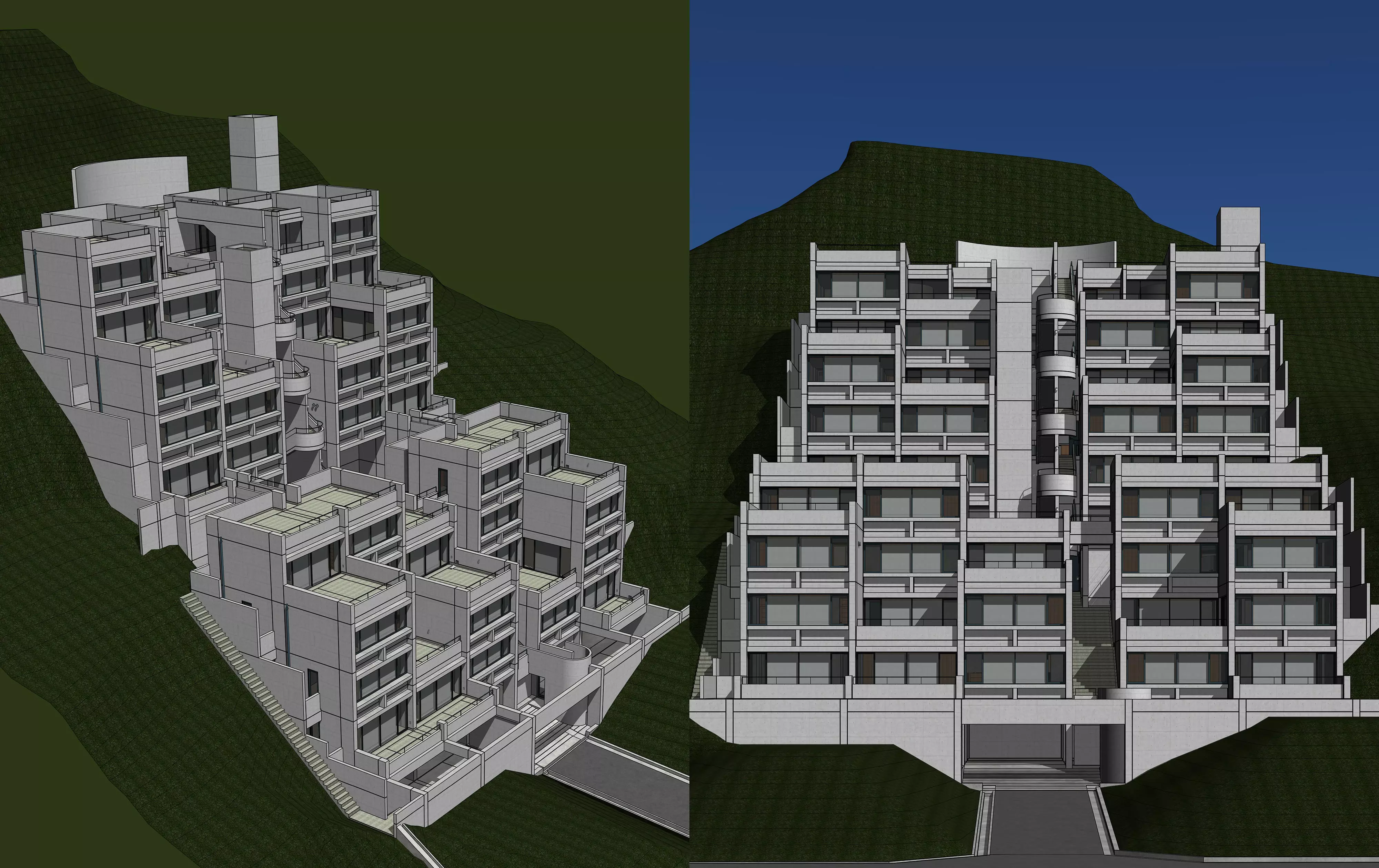Tadao Ando - Rokko Housing I 3D model | CGTrader