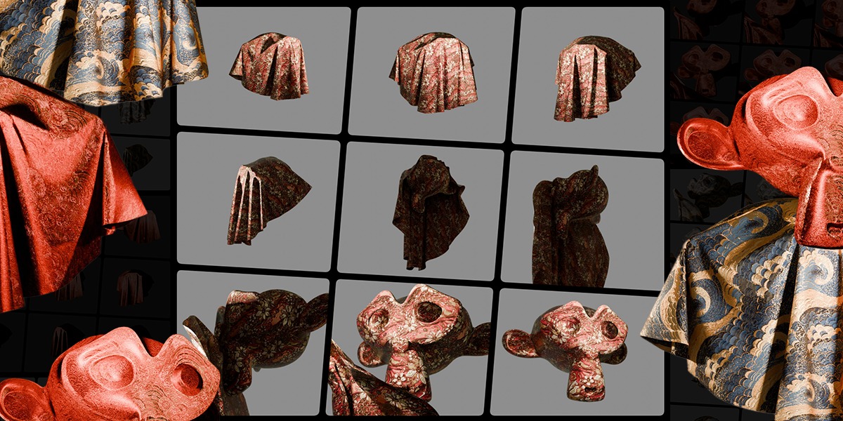 3 Oriental Velvet Fabric Seamless Material Bundle Texture_5