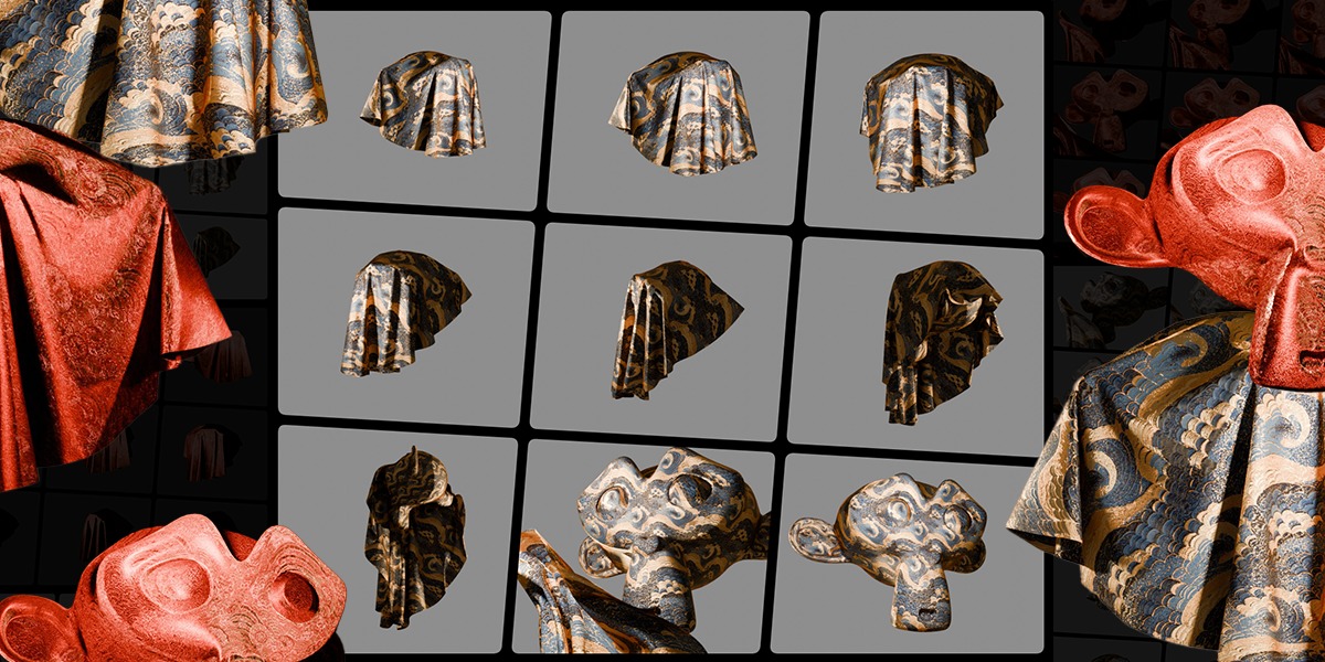 3 Oriental Velvet Fabric Seamless Material Bundle Texture_4