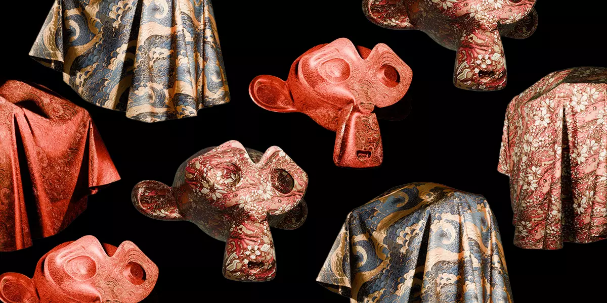 3 Oriental Velvet Fabric Seamless Material Bundle Texture_0