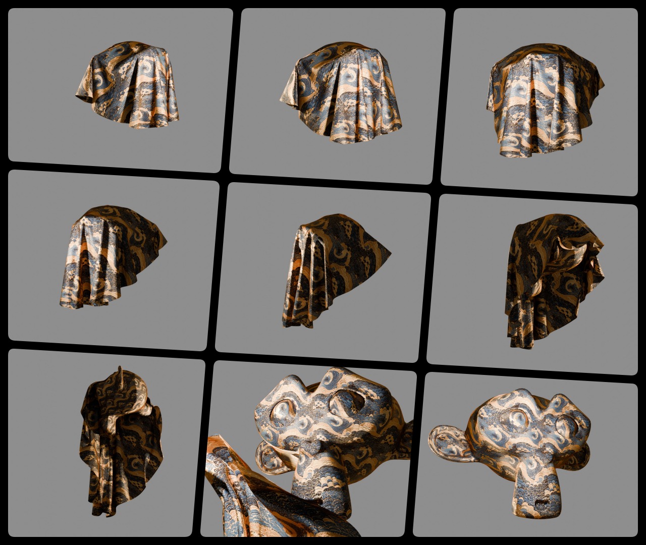 3 Oriental Velvet Fabric Seamless Material Bundle Texture_15