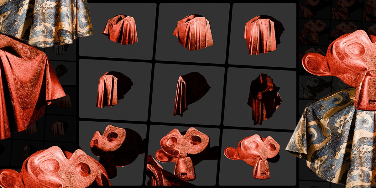 3 Oriental Velvet Fabric Seamless Material Bundle Texture_3