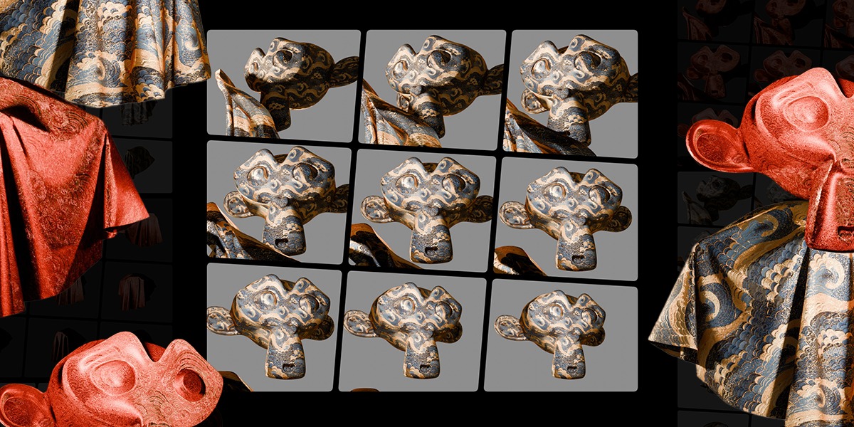 3 Oriental Velvet Fabric Seamless Material Bundle Texture_6