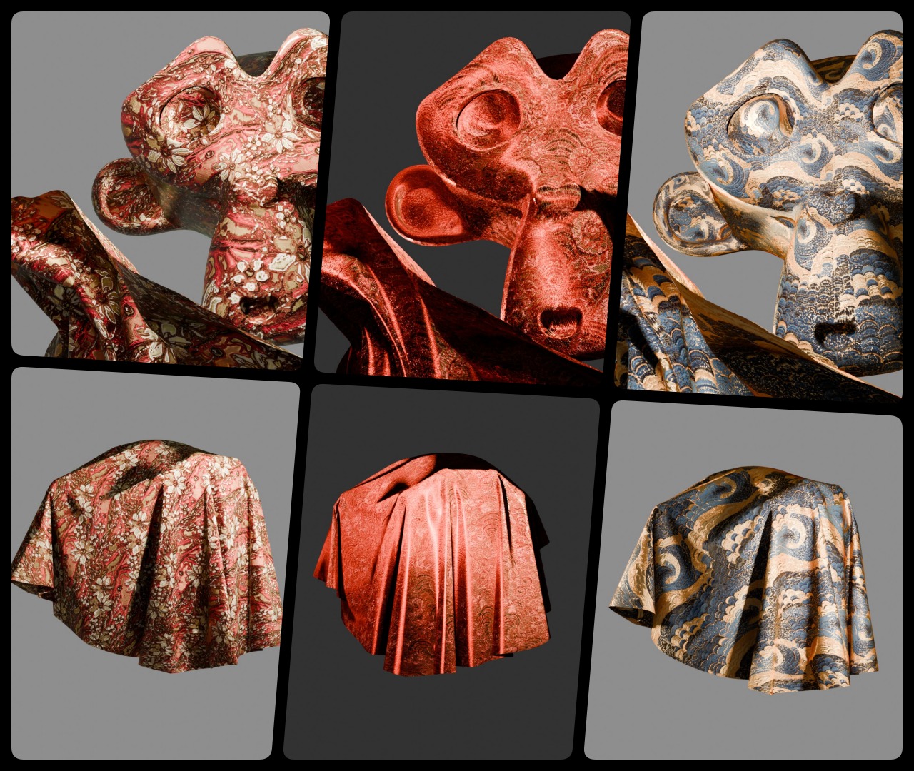 3 Oriental Velvet Fabric Seamless Material Bundle Texture_14