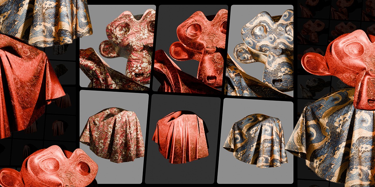 3 Oriental Velvet Fabric Seamless Material Bundle Texture_2