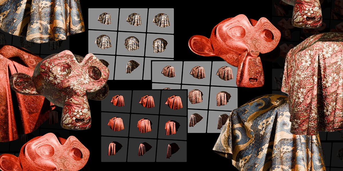 3 Oriental Velvet Fabric Seamless Material Bundle Texture_9