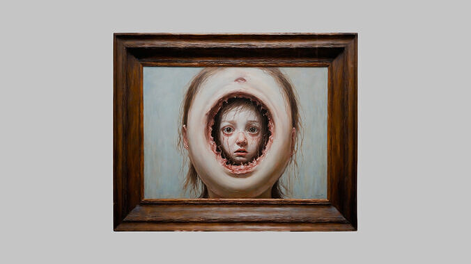 Horror Fantasy Portrait Painting Low-poly 3D model