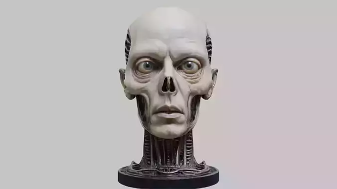 Portrait of a man HR Giger Style Human Head Bust