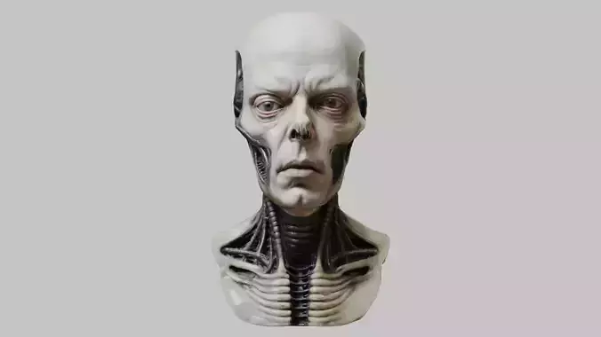 Portrait of a man HR Giger Style Human Head Bust 2