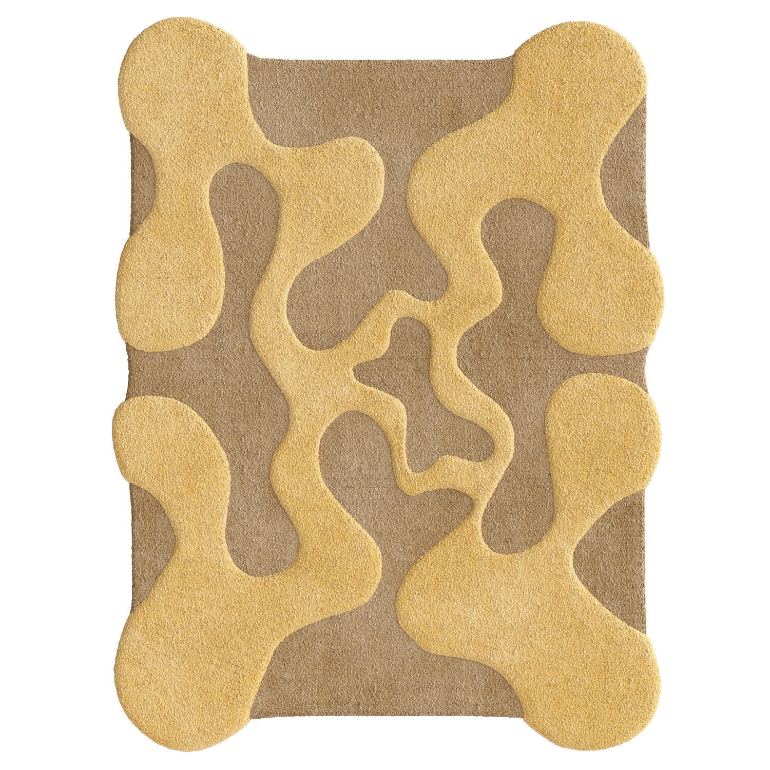 Beige Yellow Small Oops Rug 3D model_1