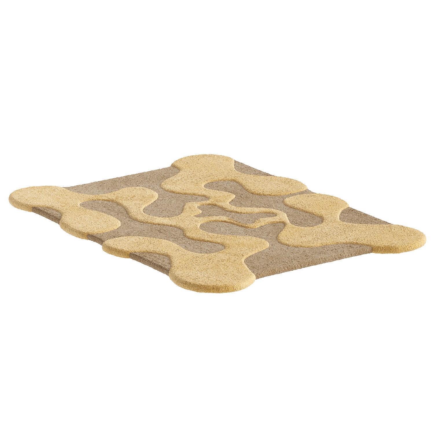 Beige Yellow Small Oops Rug 3D model_2