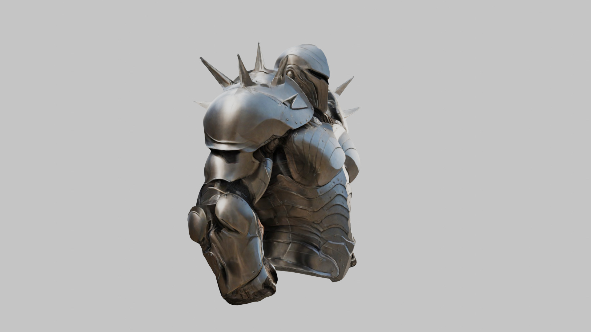 Medieval Armor Spiked Steel Low-poly 3D model_10