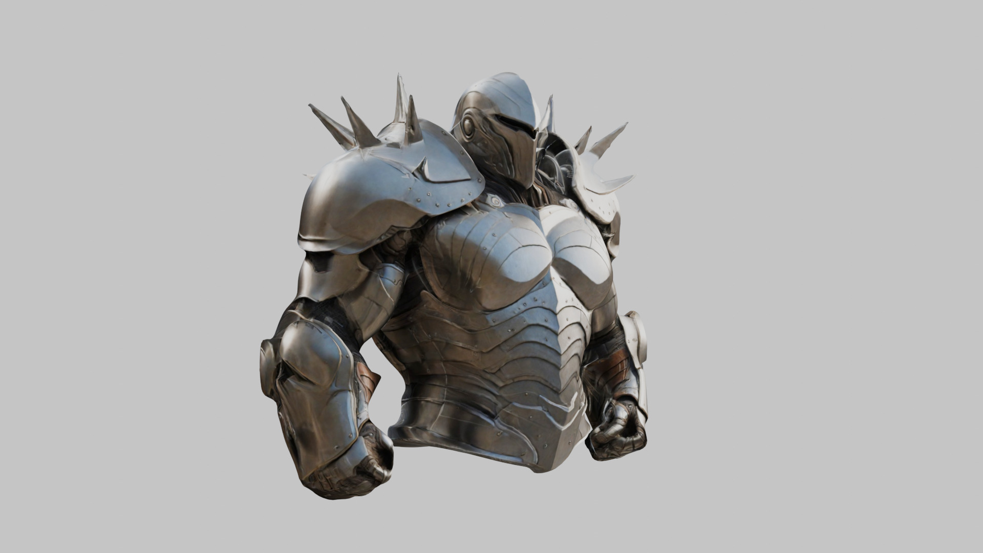 Medieval Armor Spiked Steel Low-poly 3D model_9