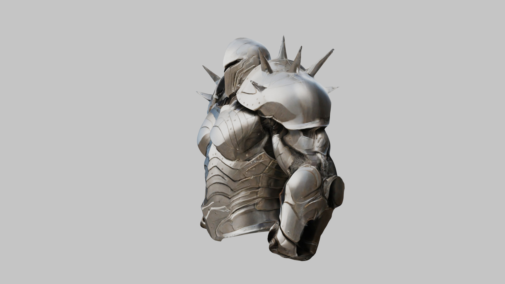 Medieval Armor Spiked Steel Low-poly 3D model_5