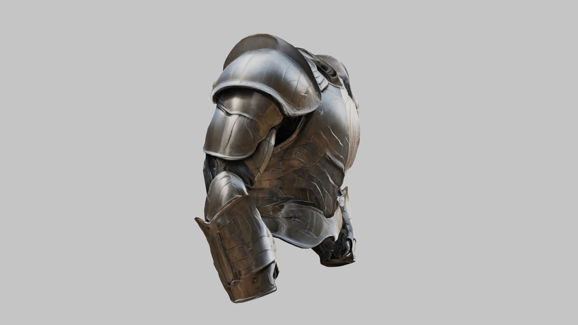 Stylized Medieval Armor Muscular Anatomy Standalone Model Low-poly 3D model_10