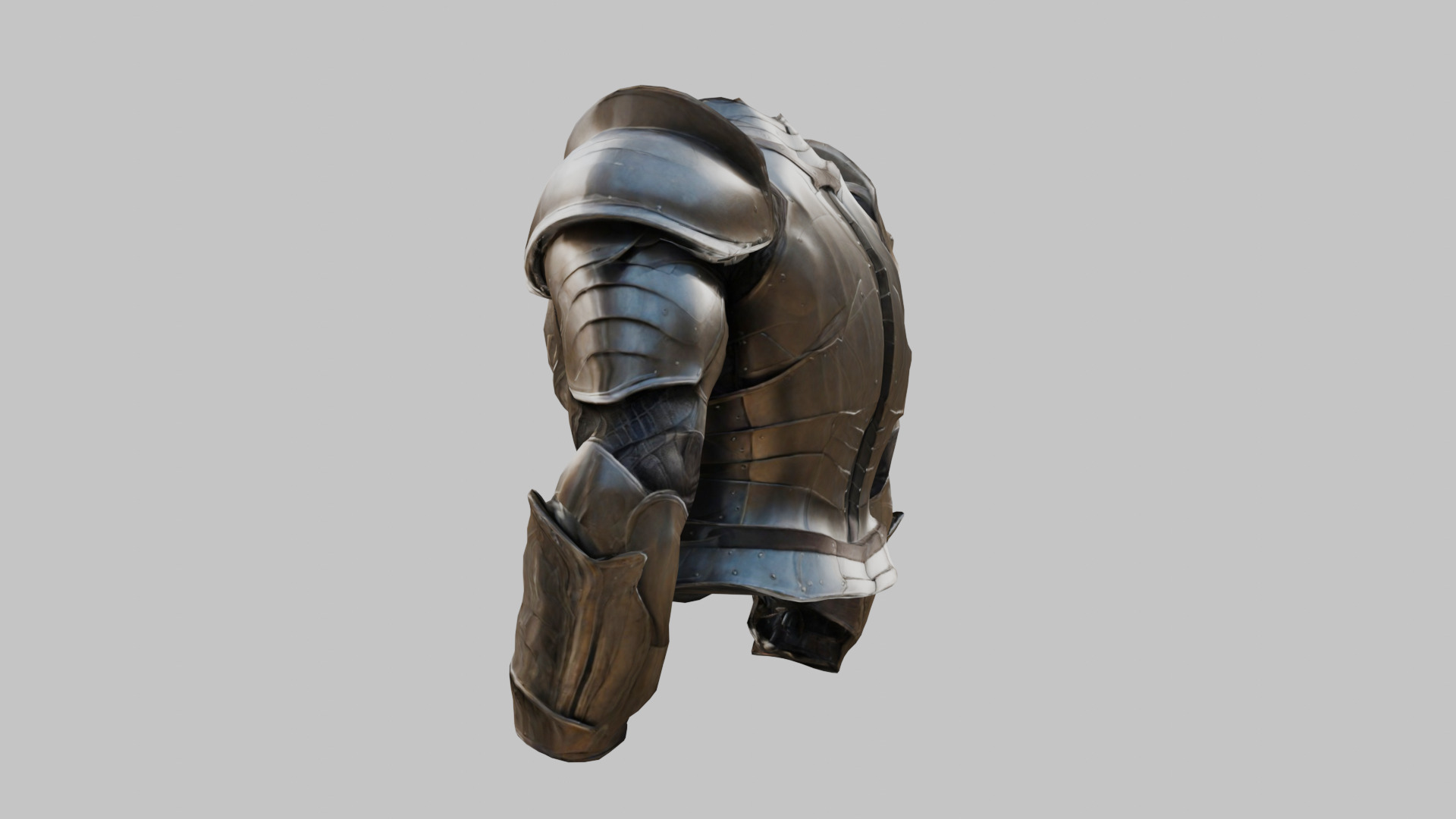 Stylized Medieval Armor Muscular Anatomy Standalone Model Low-poly 3D model_3