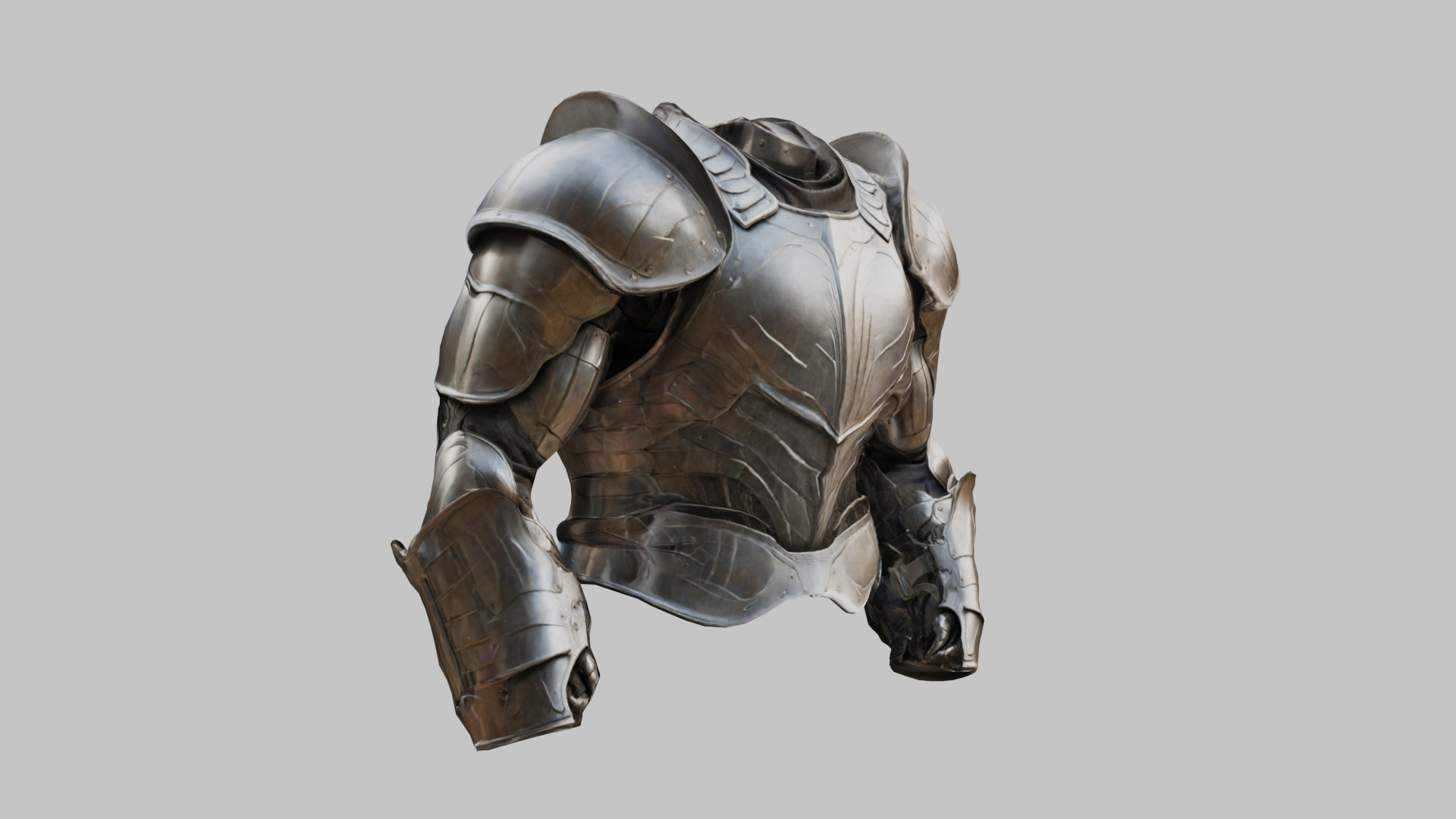Stylized Medieval Armor Muscular Anatomy Standalone Model Low-poly 3D model_9