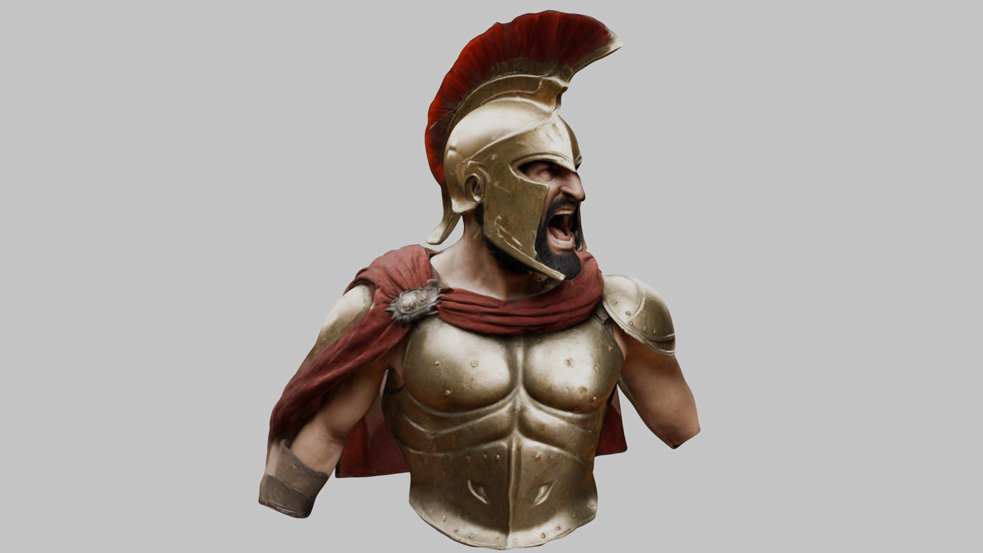 Leonidas King Head Bust SPartan Figure Low-poly 3D model_8