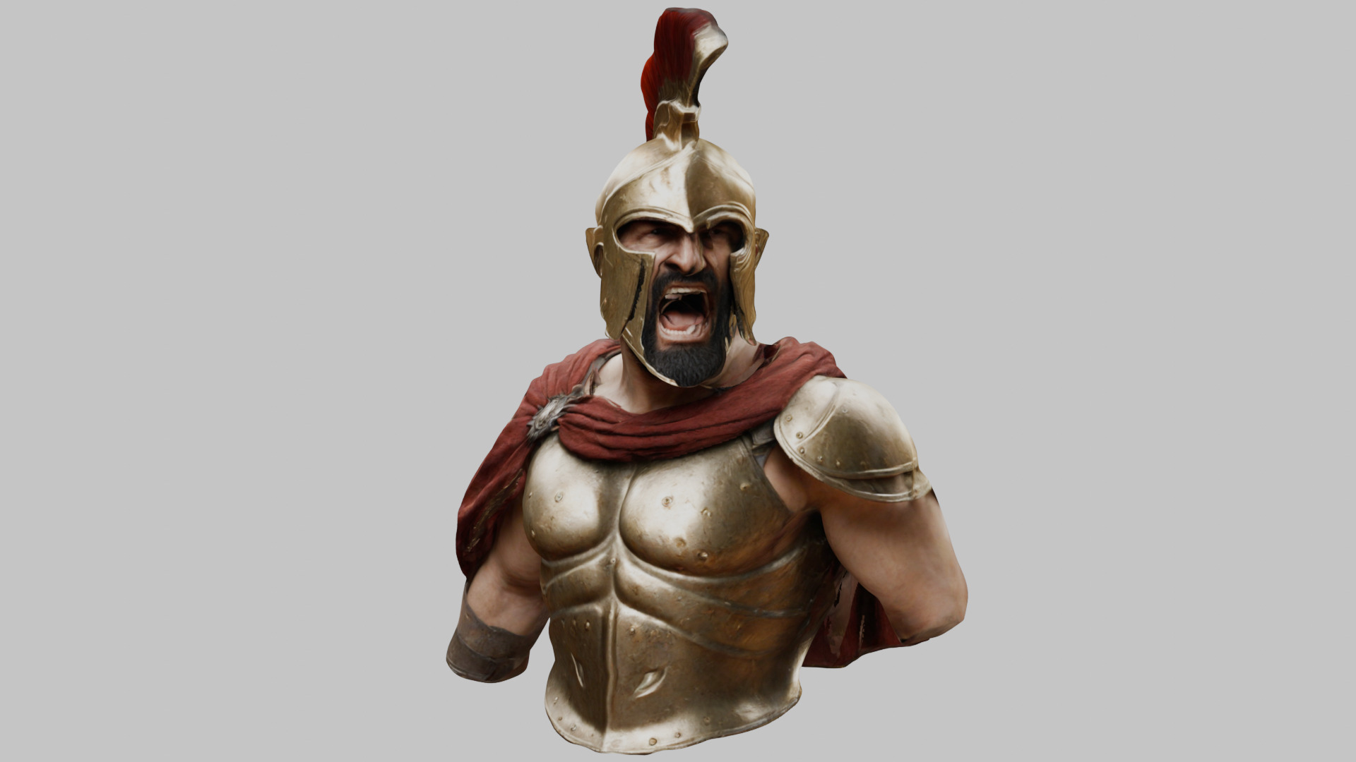 Leonidas King Head Bust SPartan Figure Low-poly 3D model_7