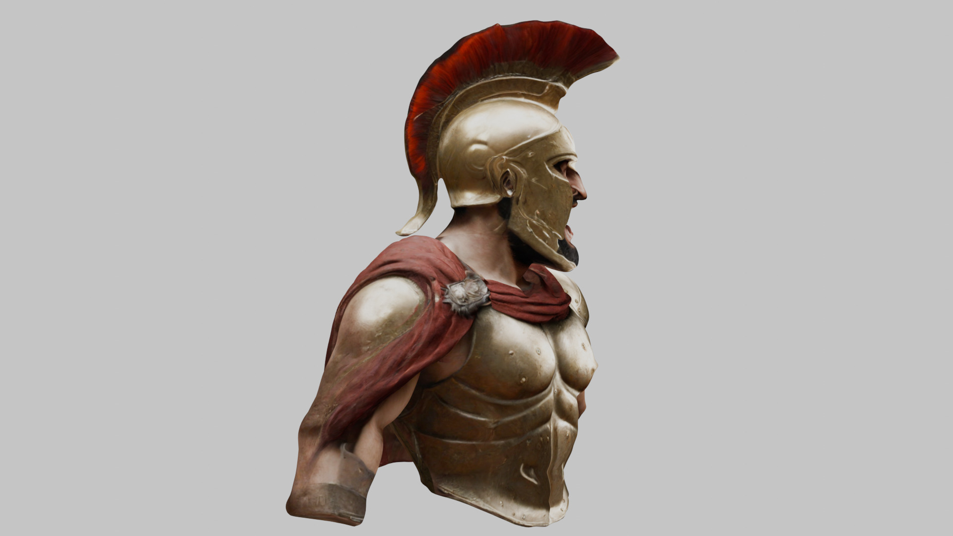 Leonidas King Head Bust SPartan Figure Low-poly 3D model_10