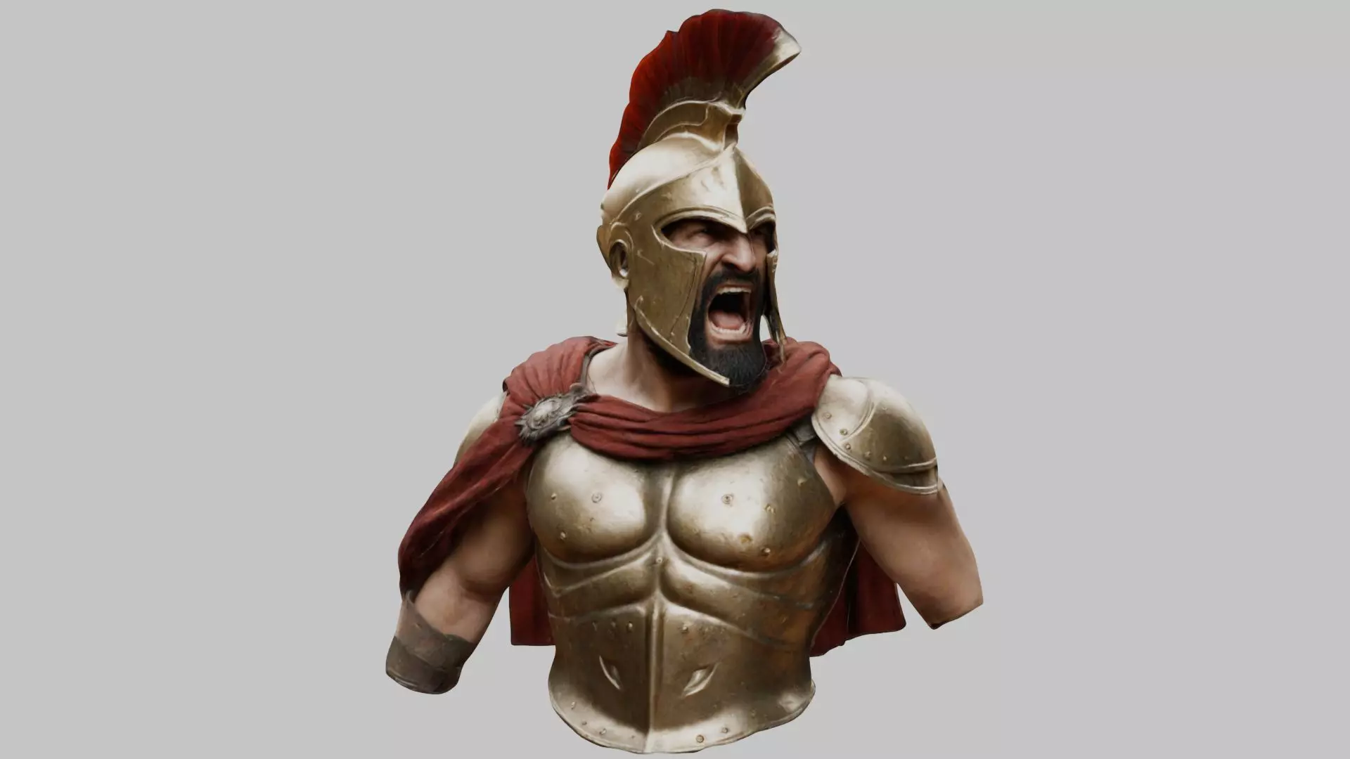 Leonidas King Head Bust SPartan Figure Low-poly 3D model_0