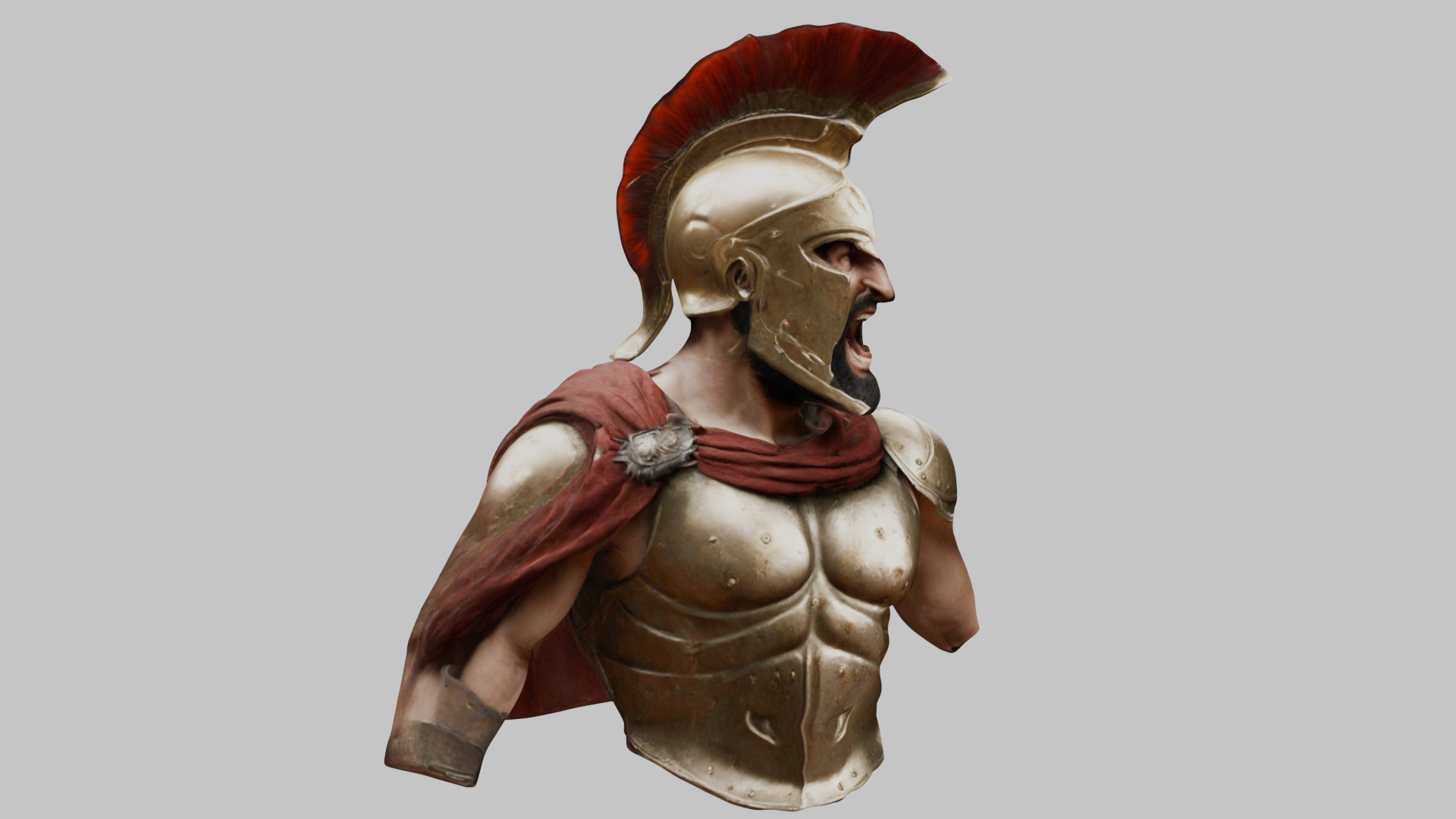 Leonidas King Head Bust SPartan Figure Low-poly 3D model_9