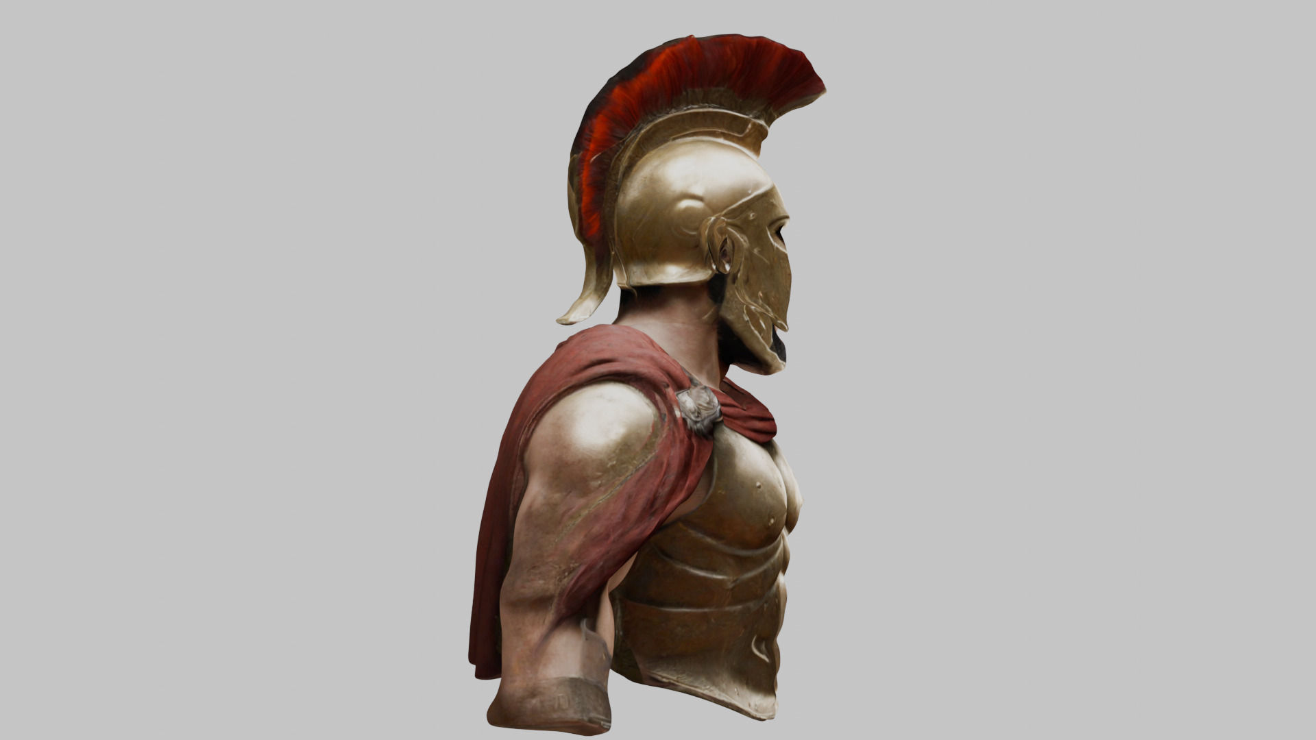 Leonidas King Head Bust SPartan Figure Low-poly 3D model_11
