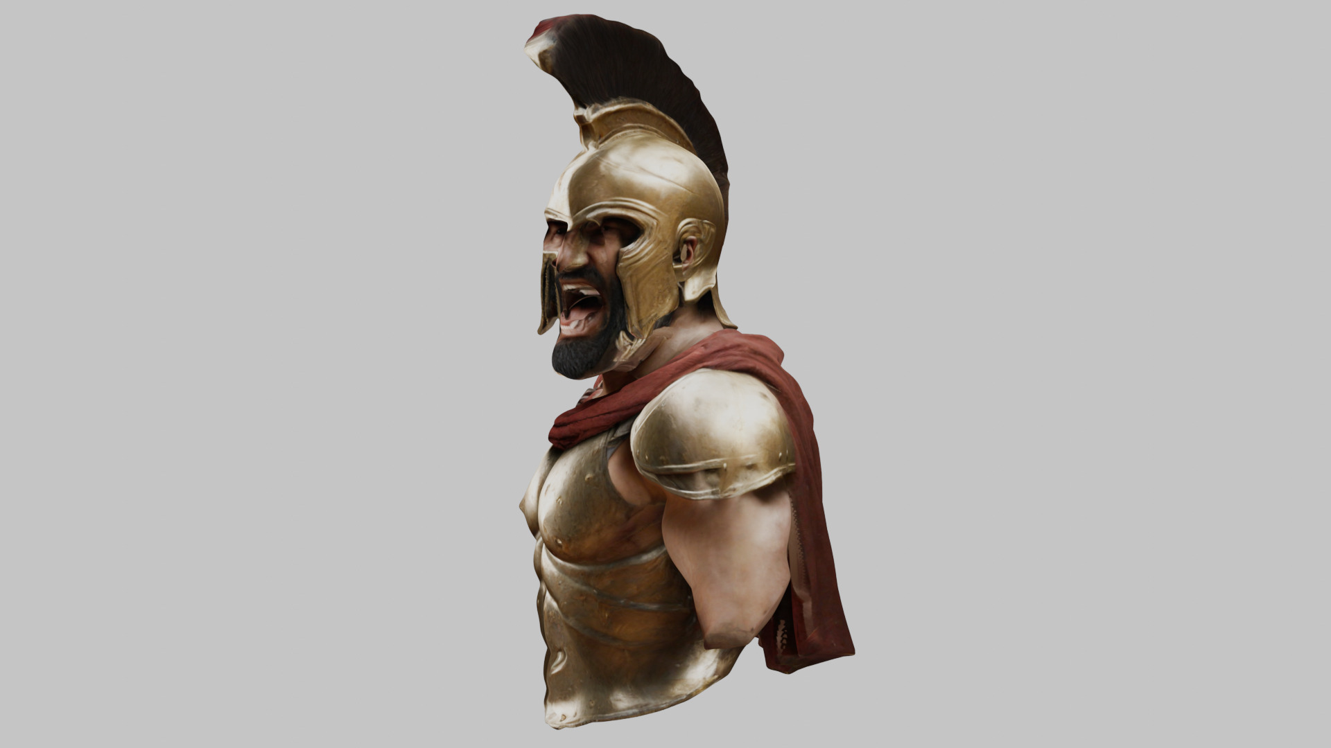 Leonidas King Head Bust SPartan Figure Low-poly 3D model_5
