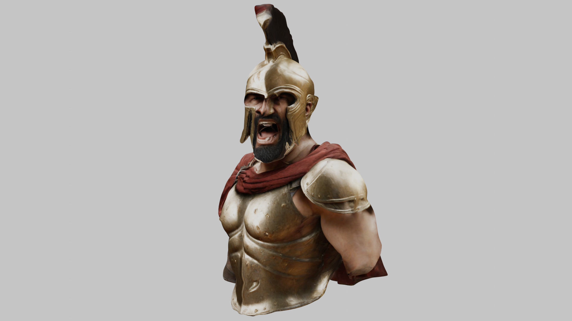 Leonidas King Head Bust SPartan Figure Low-poly 3D model_6