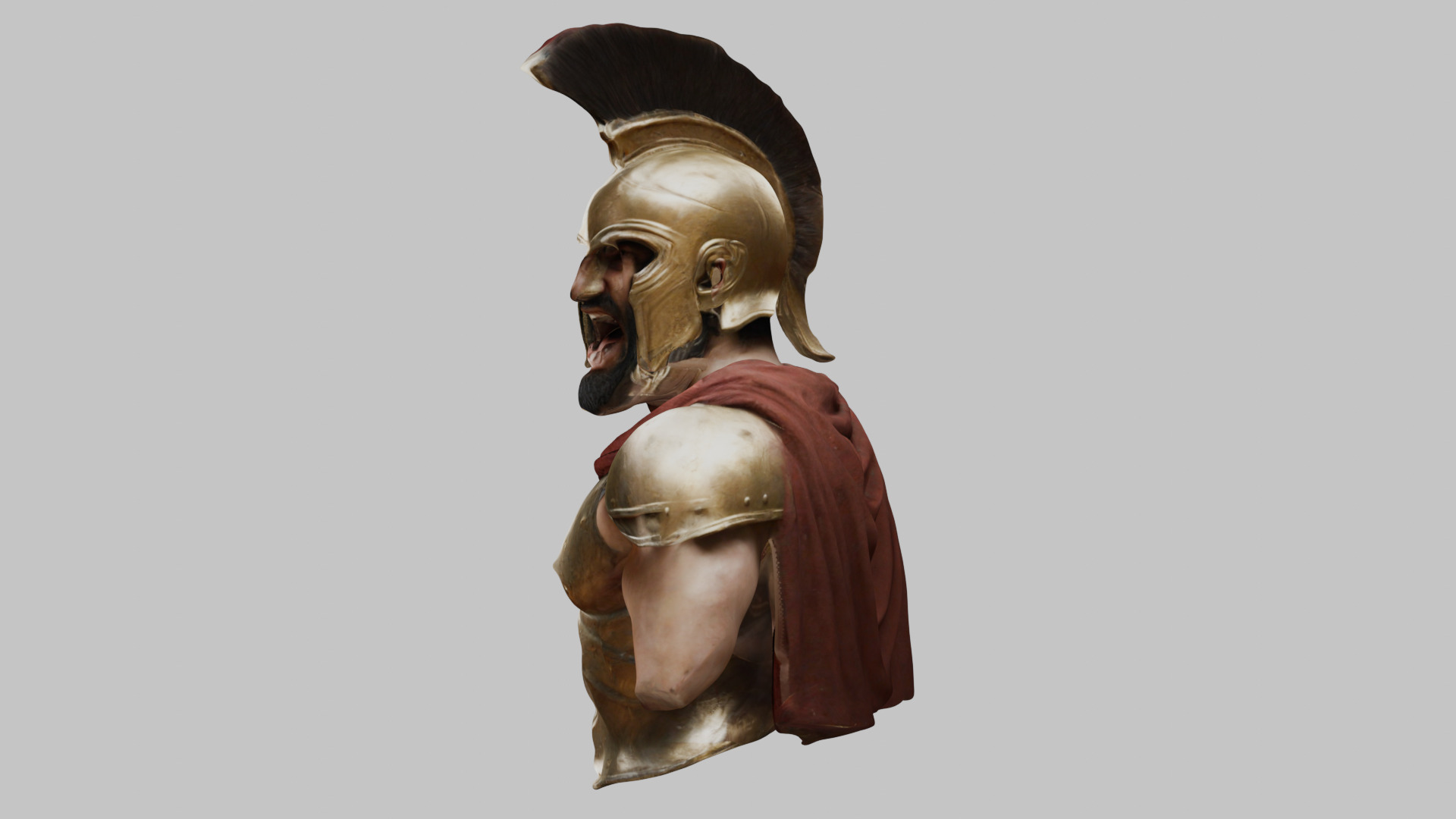 Leonidas King Head Bust SPartan Figure Low-poly 3D model_4