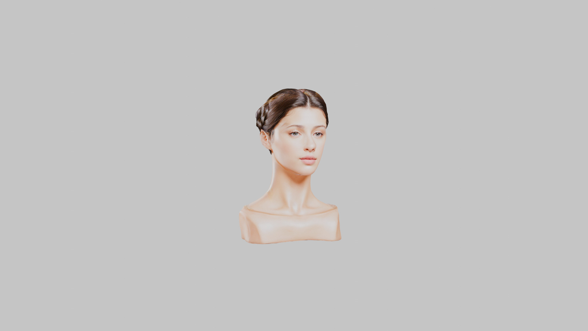 Female head Bust Low-poly 3D model_8