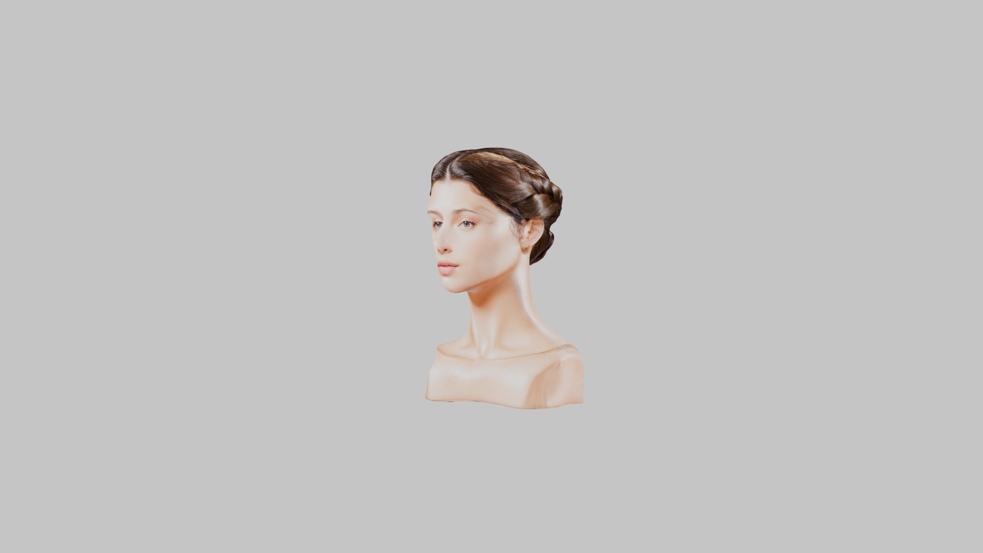 Female head Bust Low-poly 3D model_6