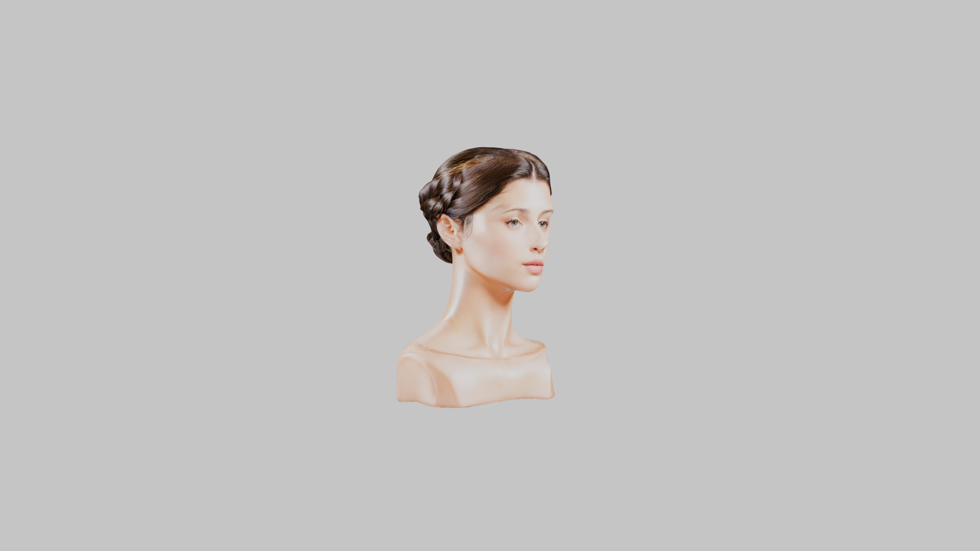 Female head Bust Low-poly 3D model_9