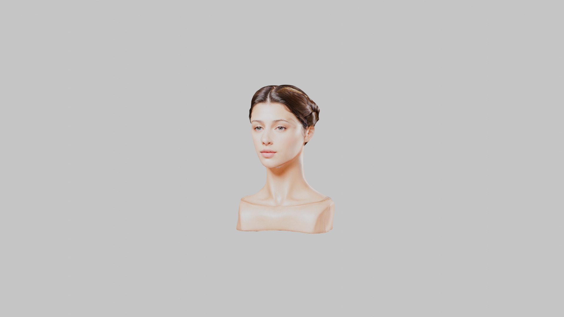 Female head Bust Low-poly 3D model_7