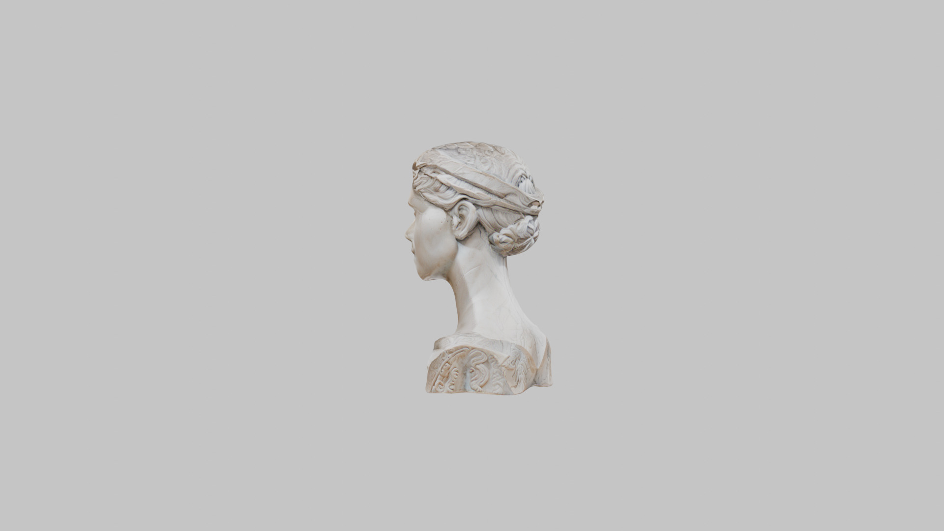 Female head Marble Statue Sculpture Low-poly 3D model_3