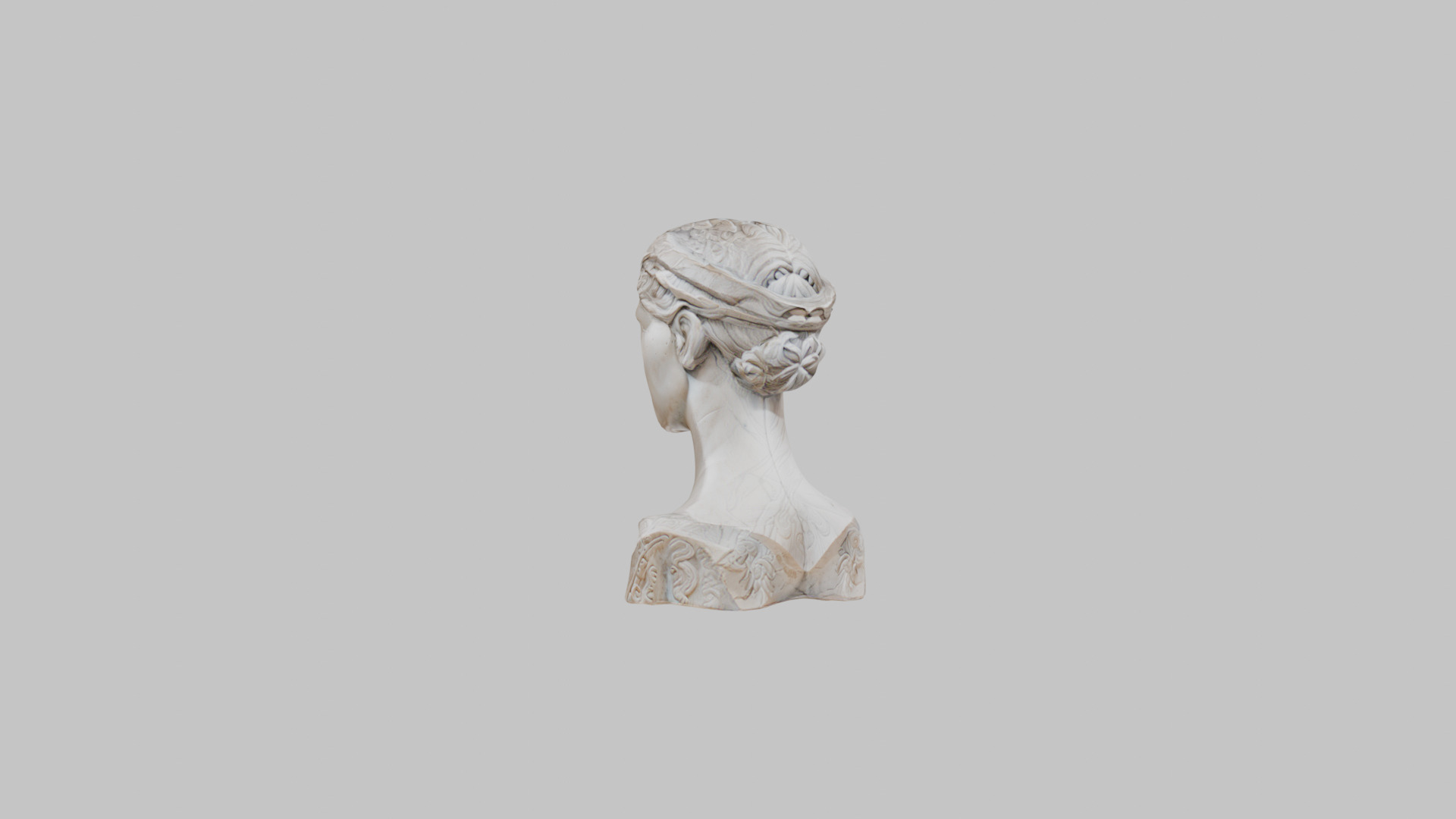 Female head Marble Statue Sculpture Low-poly 3D model_2